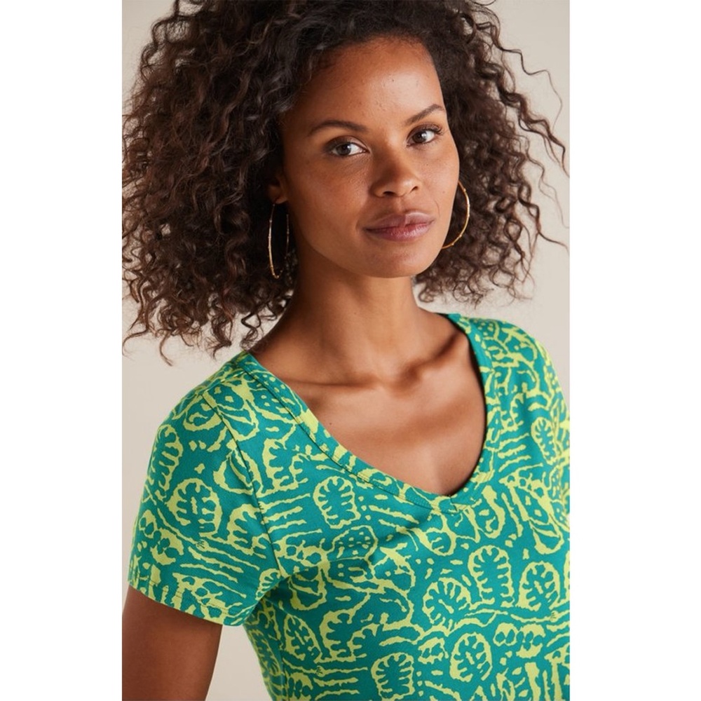 Soft Surroundings Santiago Gaia Tropical Green Jersey Dress Pockets PM Resort - Picture 13 of 14